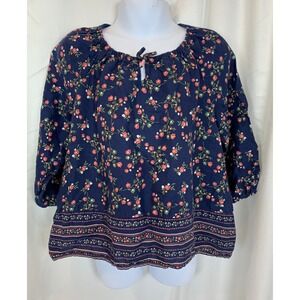 OshKosh B'gosh - Girl's Dark Blue Floral Top - Size 6 - EUC !